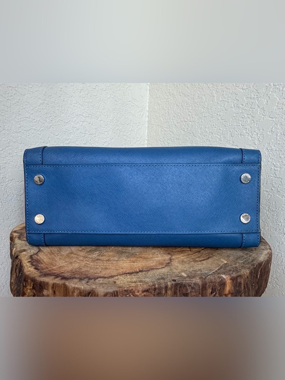 SOLD Michael Kors Dillon Satchel Steel Blue Leather Medium EW Tote Bag MK - Picture 6 of 13